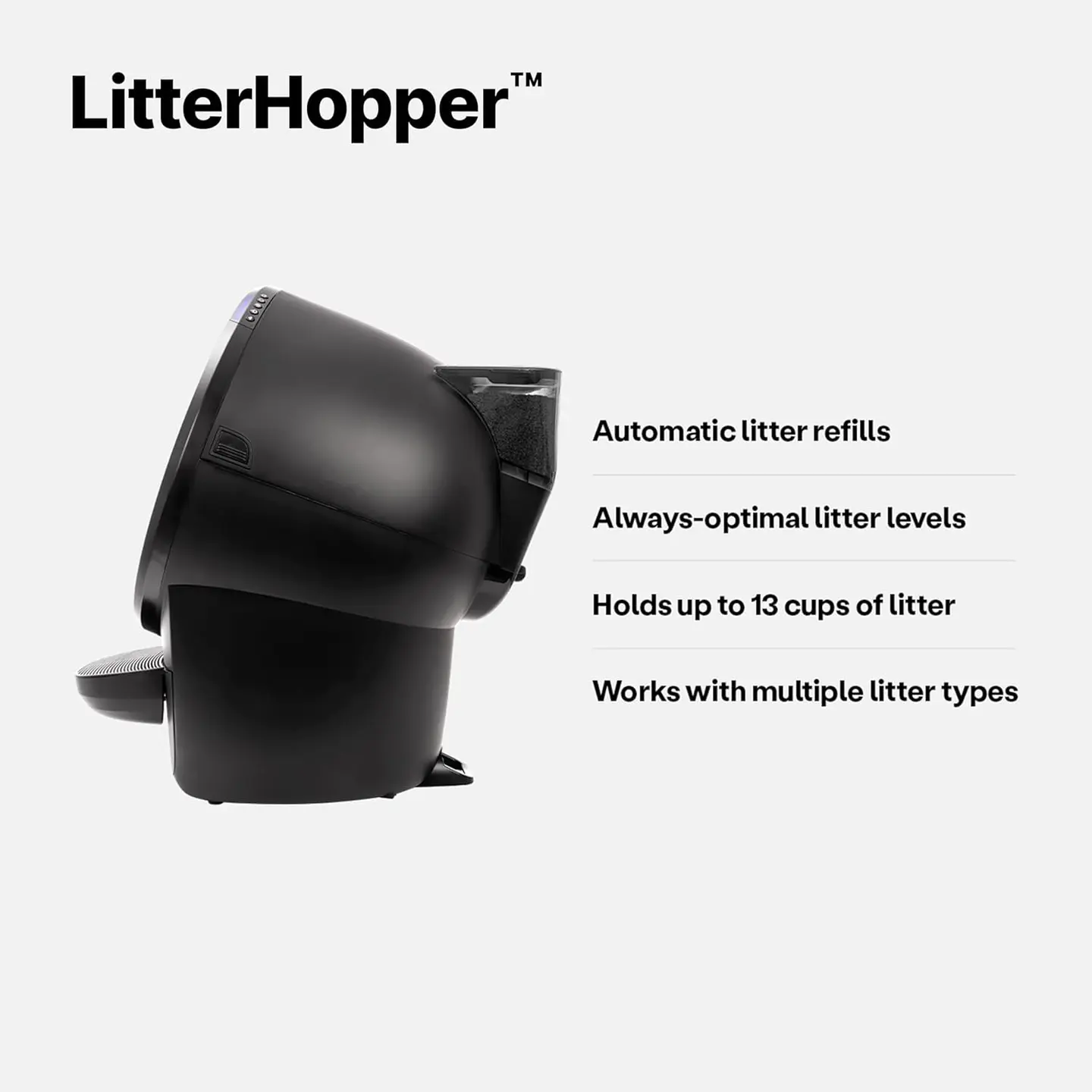 Litter-Robot 4 Total Bundle by Whisker (Black) - Automatic, Self-Cleaning Cat Litter Box, Includes Litter-Robot 4, LitterHopper, 6 OdorTrap Pack Refills, 50 Waste Drawer Liners, Ramp, Mat & Fence