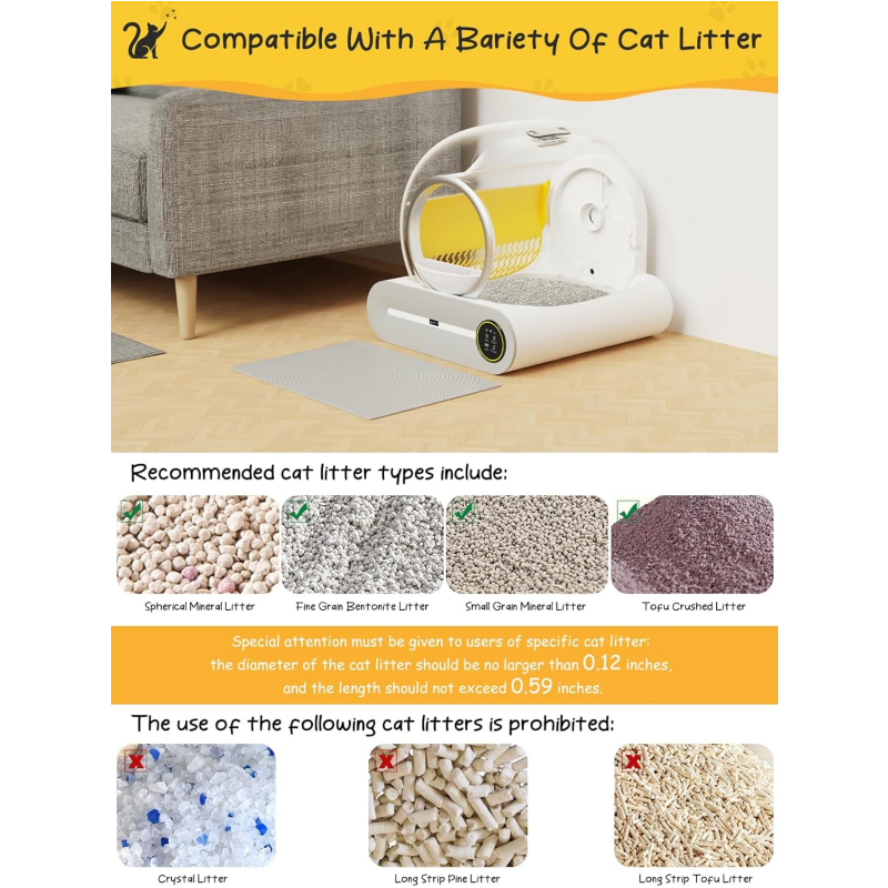 Self Cleaning Litter Box - Never Scoop Litter Again, 74L Large Automatic Cat Litter Box Self Cleaning for Multiple Cats, Safety/Low Noise/Use Easily Automatic Litter Box with APP Control