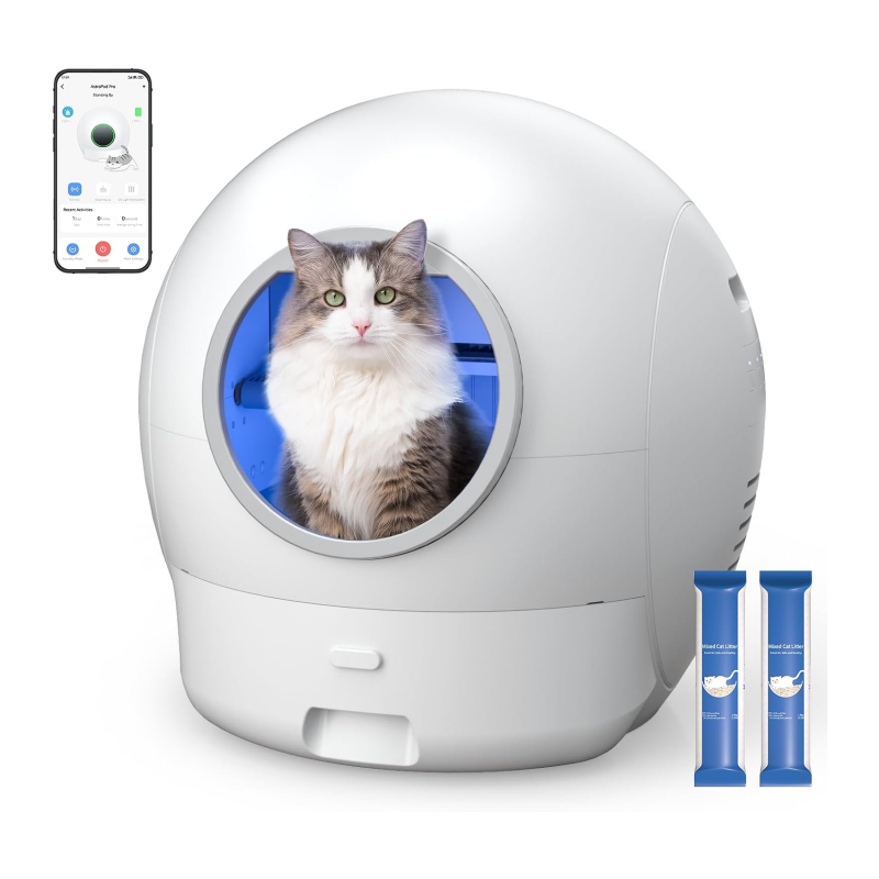 Self Cleaning Litter Box for Cats, Nafcefi Automatic Cat Litter Box Self Cleaning Extra Large, Robot Litter Box Self Cleaning App Control/Odor Removal/Safety Protection Litter Box