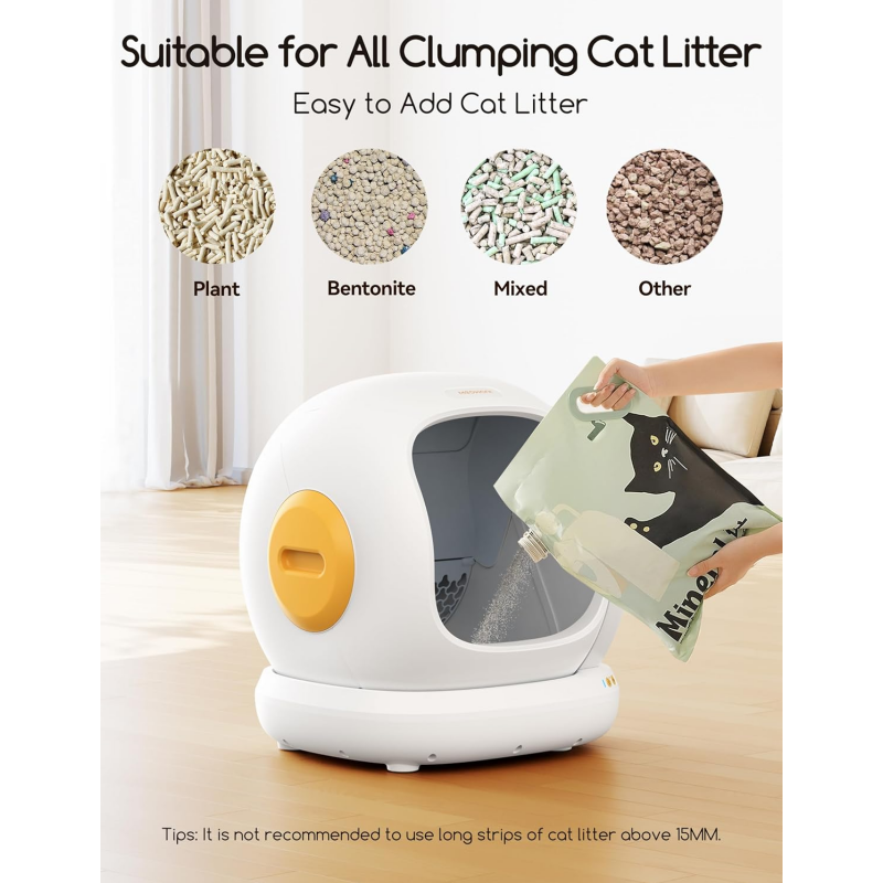 MeoWant Self-Cleaning Cat Litter Box, 75L Extra Large Open Automatic Cat Litter Box for Multi Cats, Integrated Safety Protection/APP Control/Odor Removal Smart Litter Box with Mat & Liner