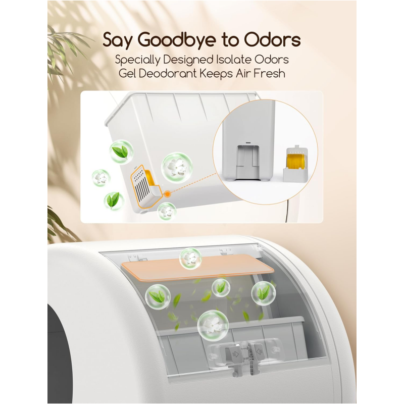 MeoWant Self-Cleaning Cat Litter Box, Integrated Safety Protection Automatic Cat Litter Box for Multi Cats, Extra Large/Odor Removal/APP Control Smart Cat Litter Box with Mat & Liner