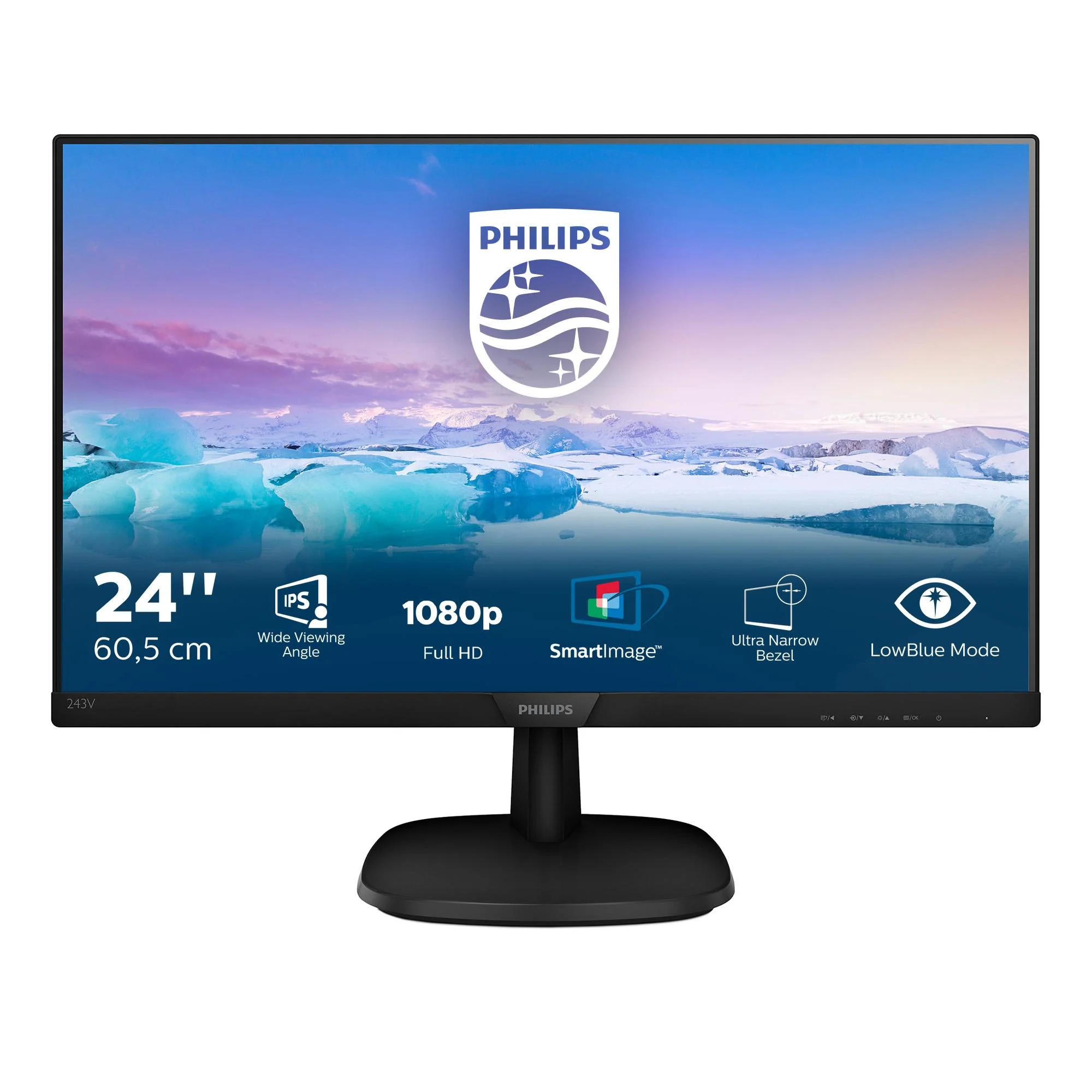 Philips V-line 243V7QDSB 24 1920 x 1080 (Full HD) DVI VGA (HD-15) HDMI 60Hz