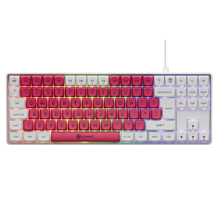 Gamiac TKL90G - Hvid/Rød - TKL Tastatur - Rød Switch