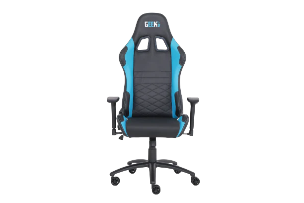 Geekd Vulcan Gaming-Stuhl. Schwarz/Blau – Oberseite aus PU-Leder – bis zu 120 kg