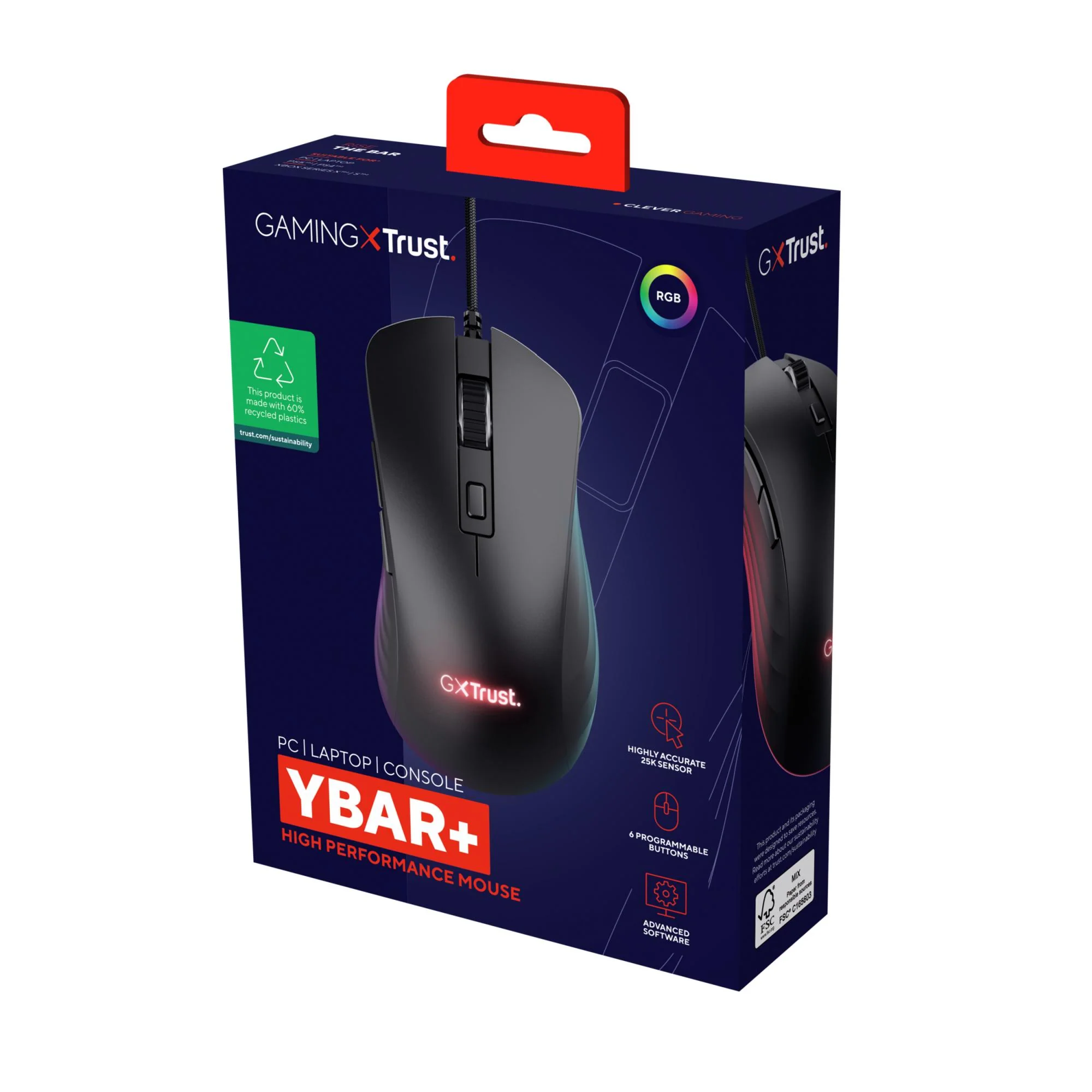 TRUST GXT924 YBAR+ GAMING MOUSE - BLACK