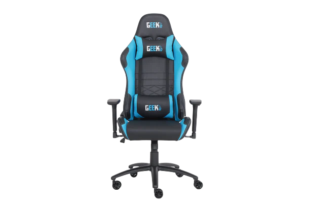 Geekd Vulcan Gaming-Stuhl. Schwarz/Blau – Oberseite aus PU-Leder – bis zu 120 kg