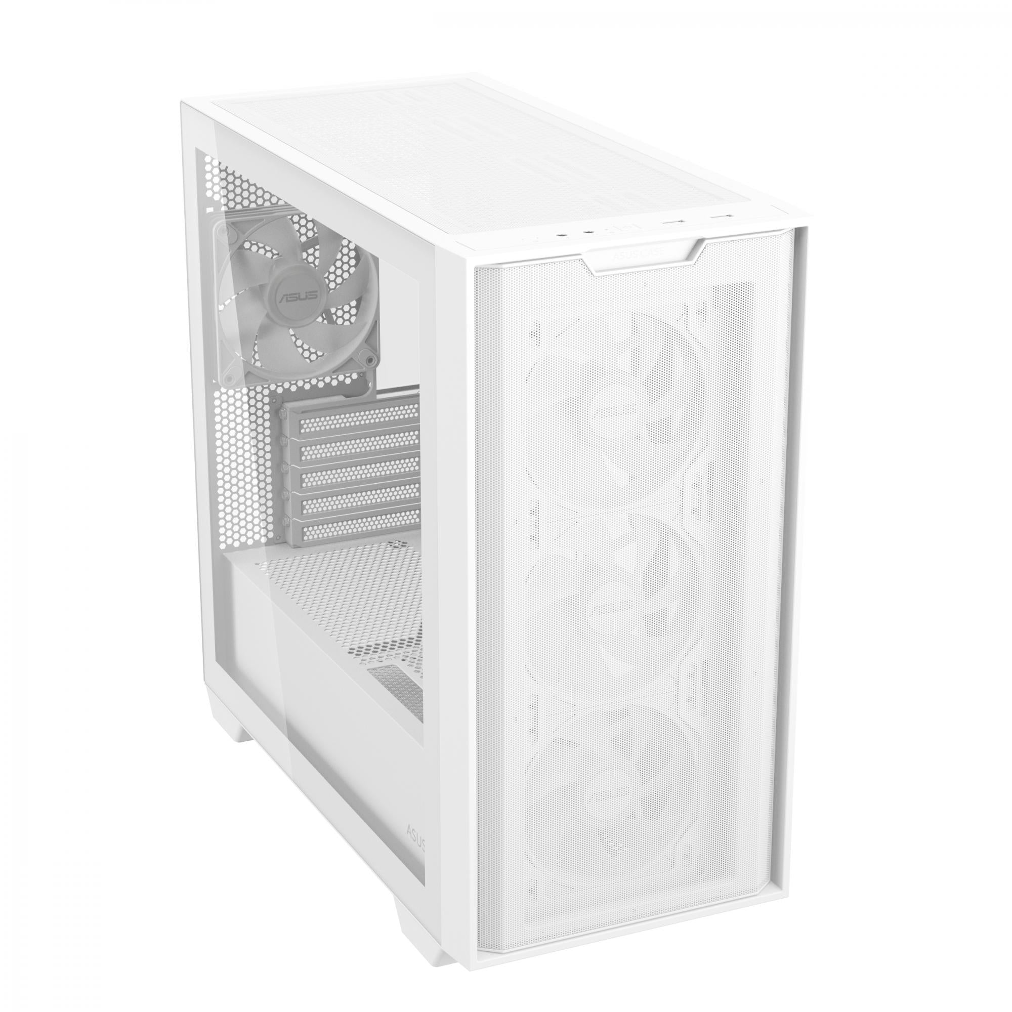 ASUS A21 PLUS mATX Case with 4 Pre-installed ARGB Fans. BTF support - White