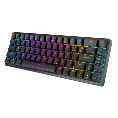 Trådløs mekanisk tastatuer mechanical keyboard Royal Kludge RK837 RGB. Brun switch (sort)